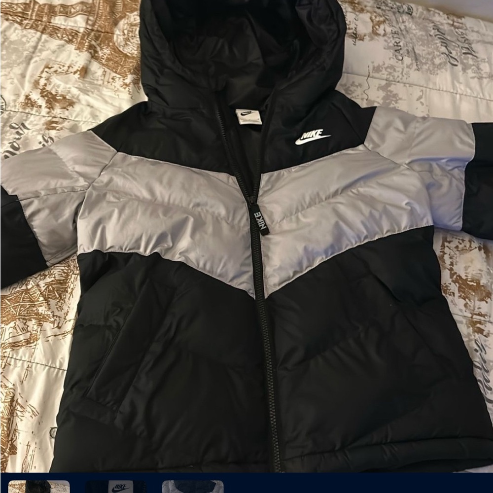 Nike Black and Silver Hooded Jacket
